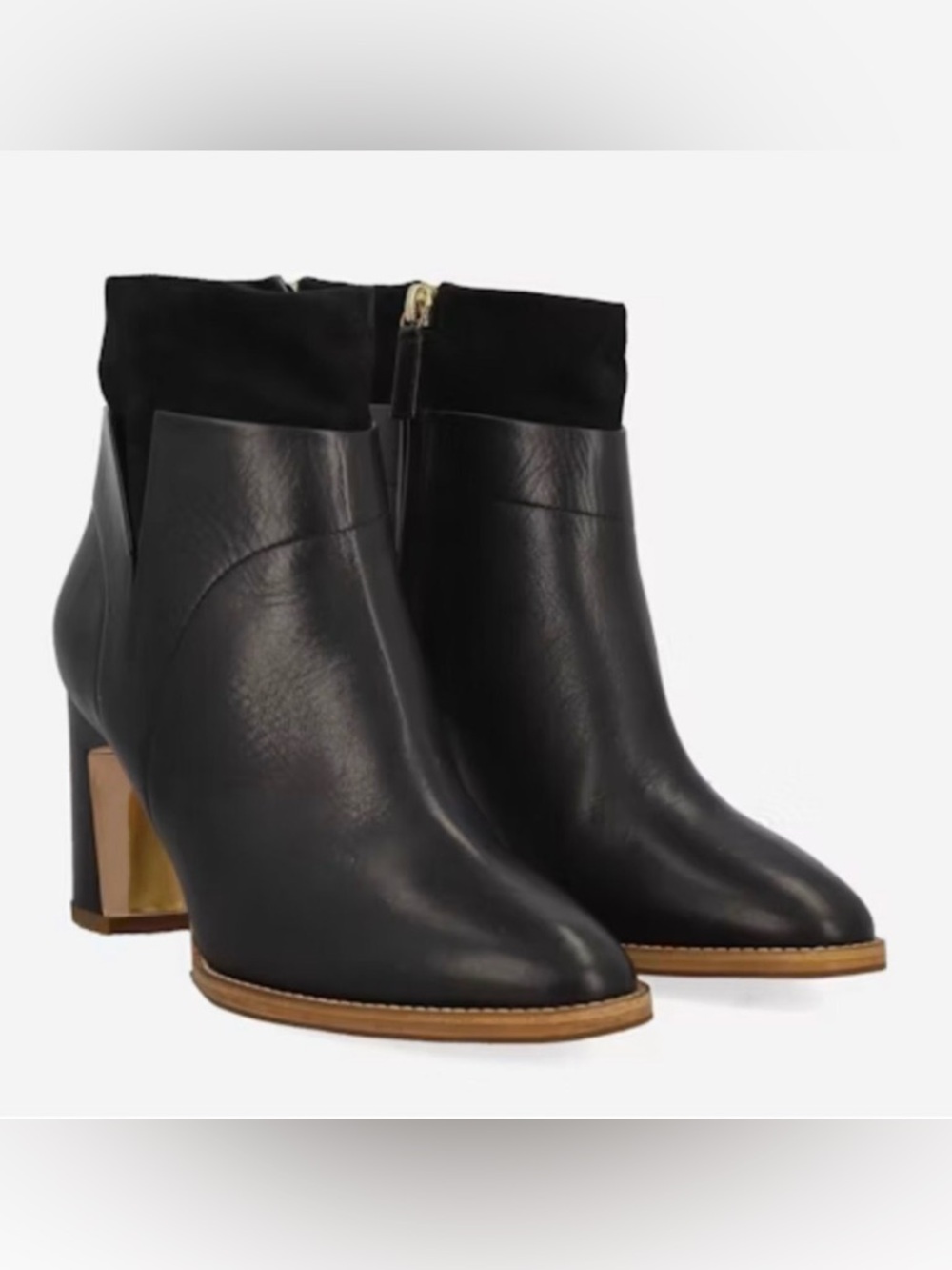Rupert Sanderson Ankle Booties Sz 39 US 8 Leather Suede Black Chic Heels Italy